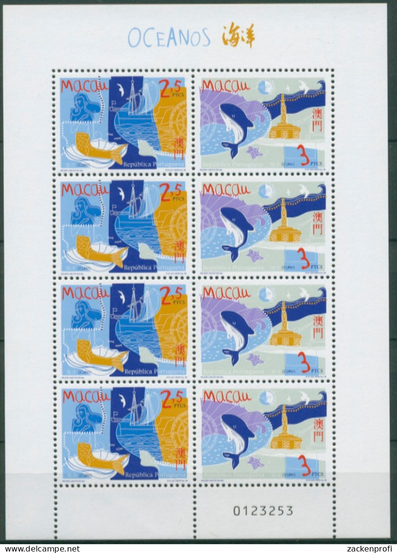 Macau 1998 Jahr Des Meeres: Wal, Segelschiff, Vögel 969/70 K Postfrisch (C6918) - Blocks & Sheetlets