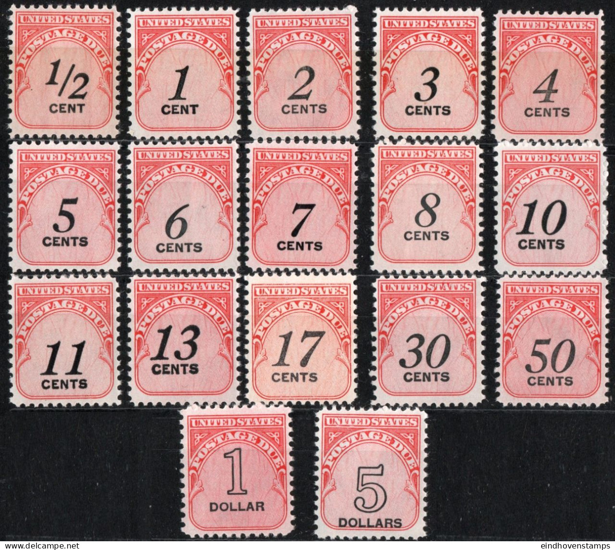 USA 1959-1985 Postage Due Stamps 17 Values Issue MNH - Taxe Sur Le Port