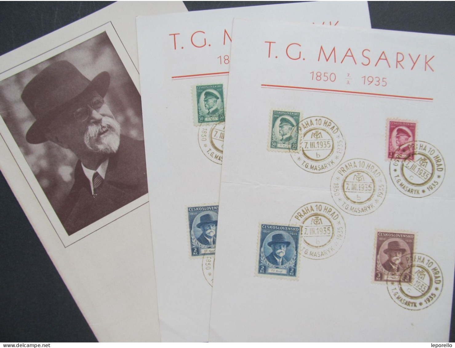 GEDENKBLATT Pamětní List T.G.Masaryk 1935 B,c,d, Pamětní Razítka  / P7198 - Covers & Documents