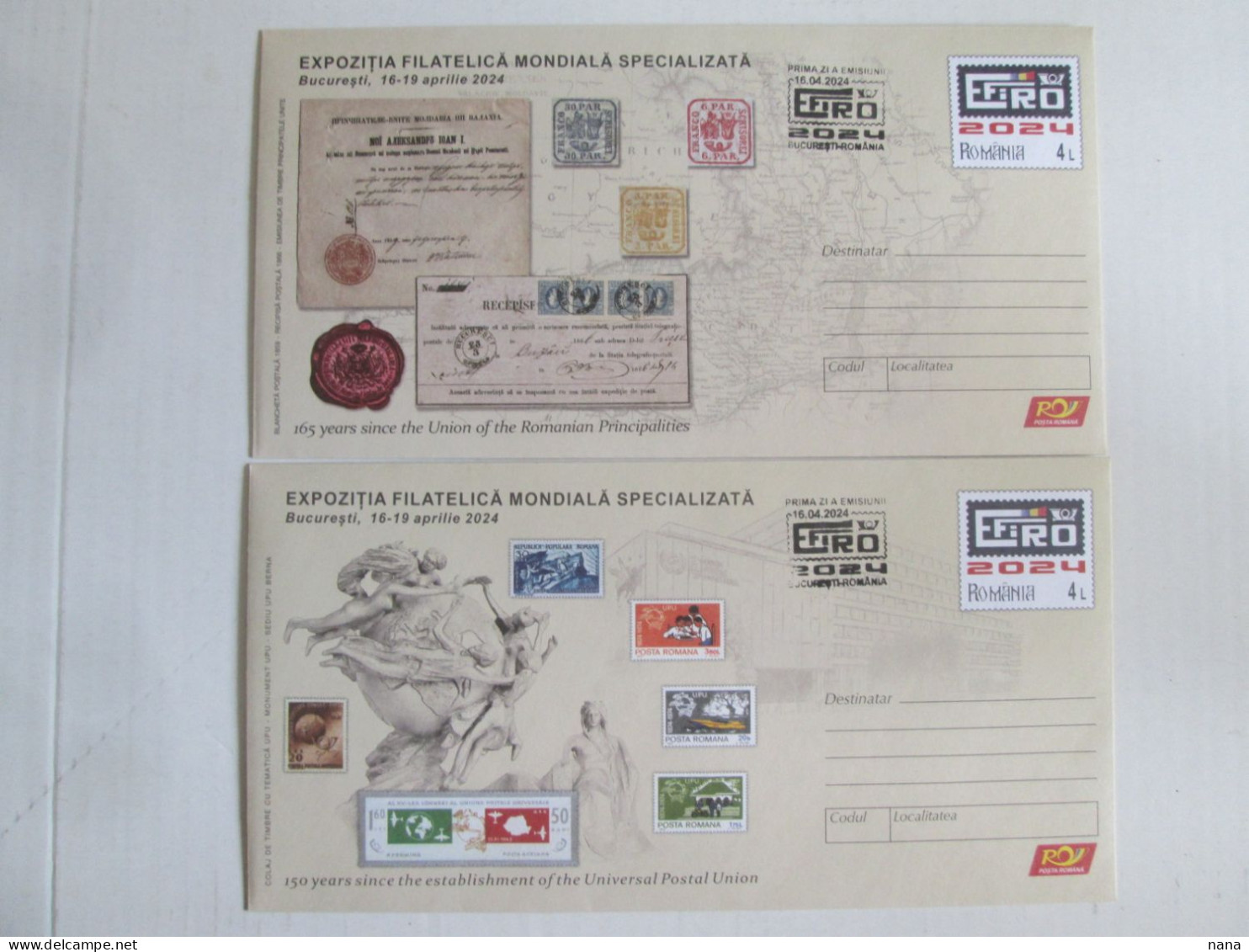 Roumanie Premier Jour EFIRO 2024,lot De 2 Enveloppes Neuves/Romania FDC EFIRO 2024 Set Of 2 UNC Envelopes - Brieven En Documenten