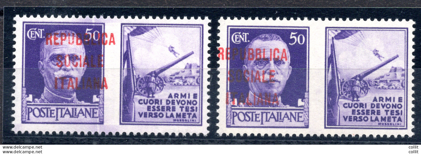 Propaganda Di Guerra Cent. 50 "Esercito" Due Esemplari Con Soprastampa Fortemente Spostata - Mint/hinged