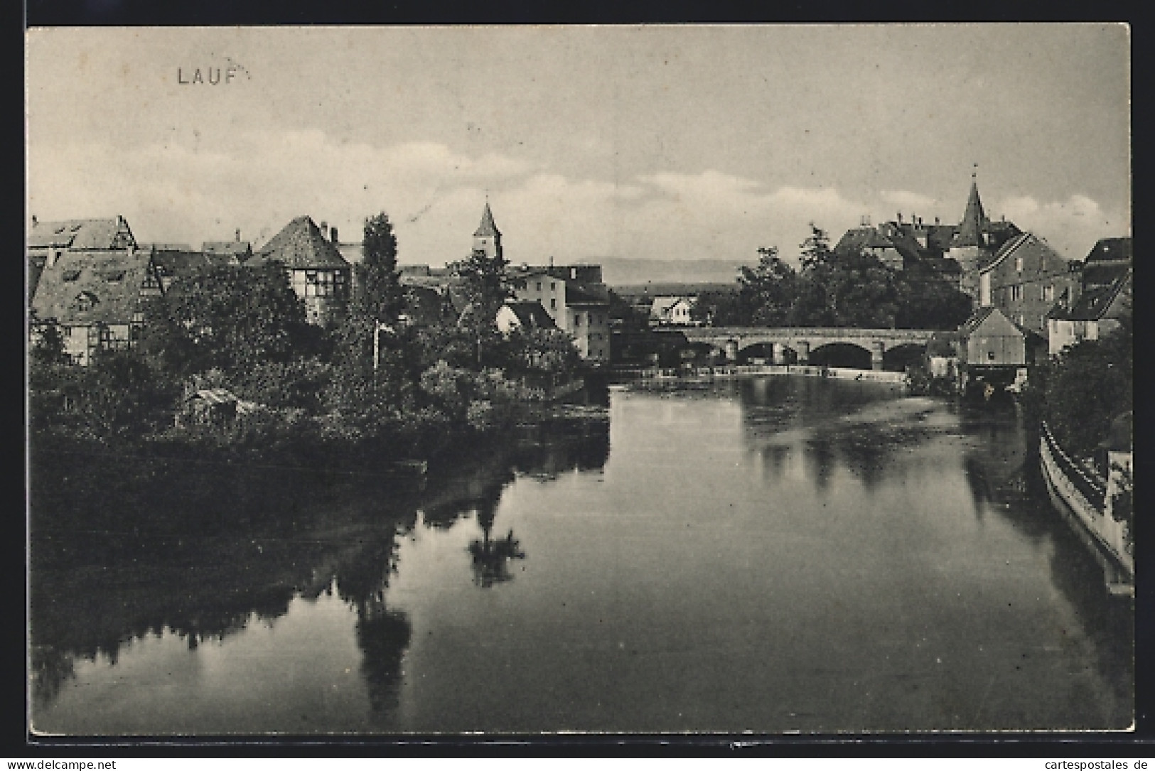 AK Lauf, Flusspartie Mit Brücke  - Lauf