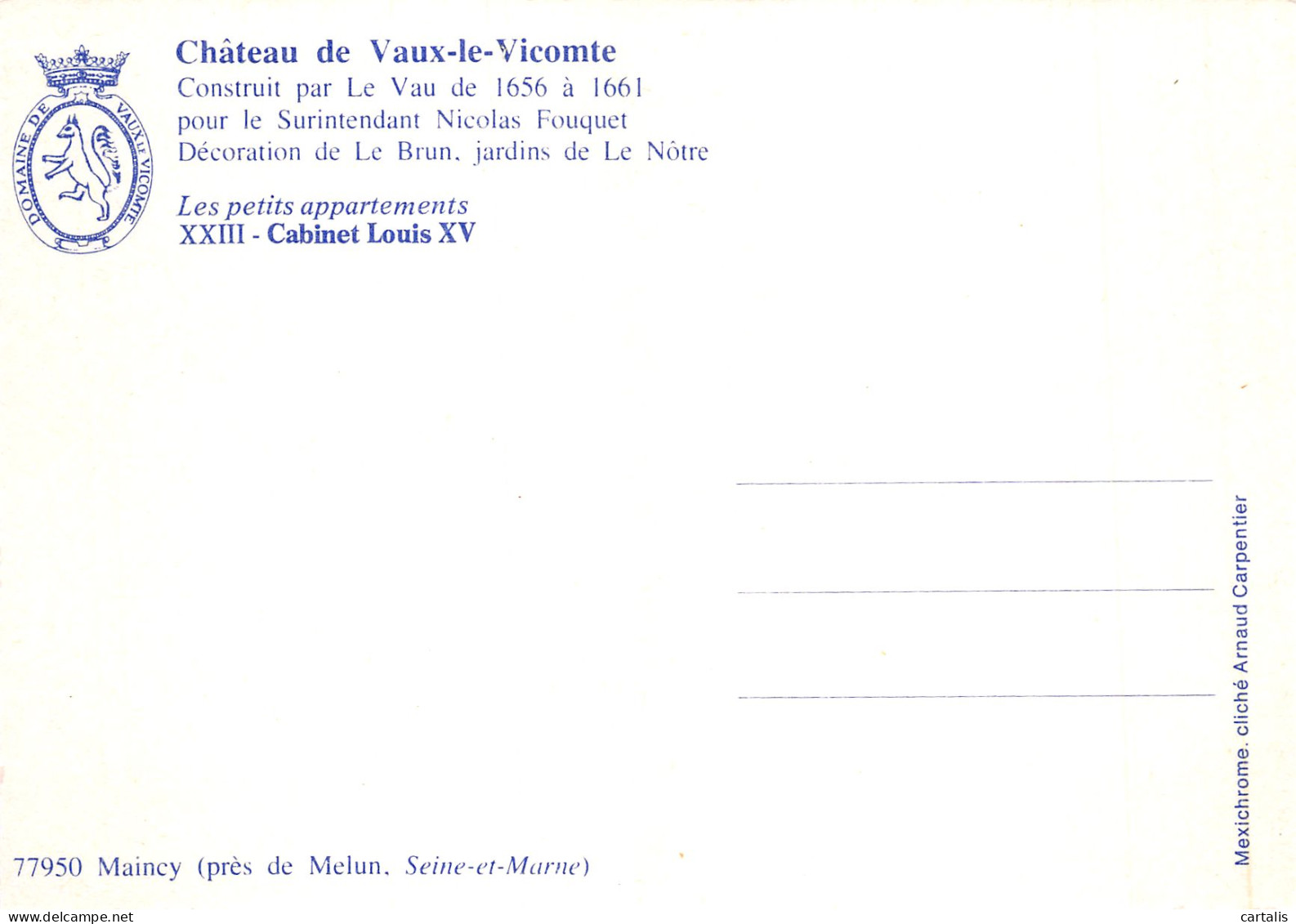 77-VAUX LE VICOMTE-N°4263-A/0165 - Vaux Le Vicomte