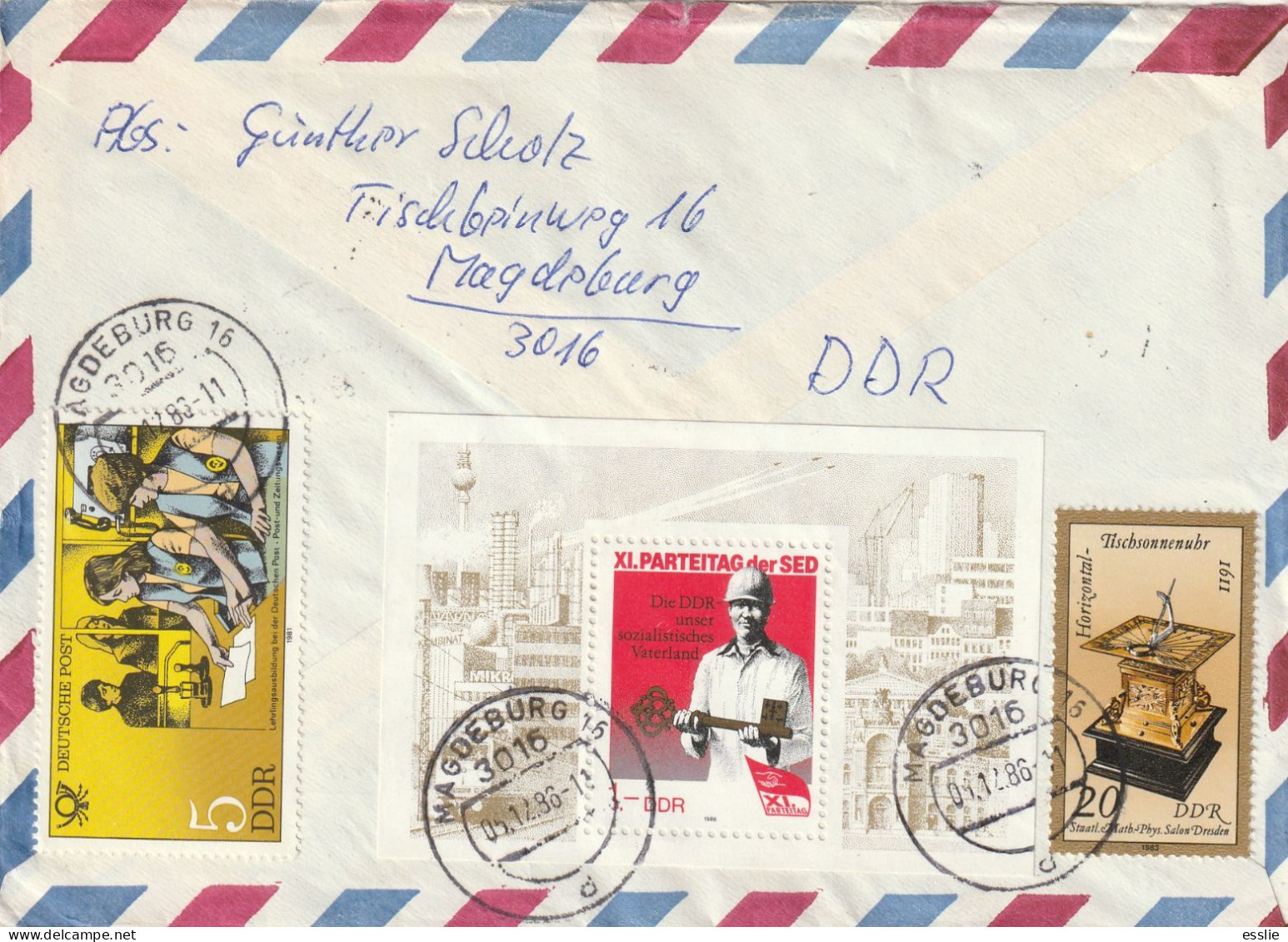 Germany DDR Cover Einschreiben Registered - 1981 1983 - Post Office Postal Workers Sundial Part Day - Briefe U. Dokumente