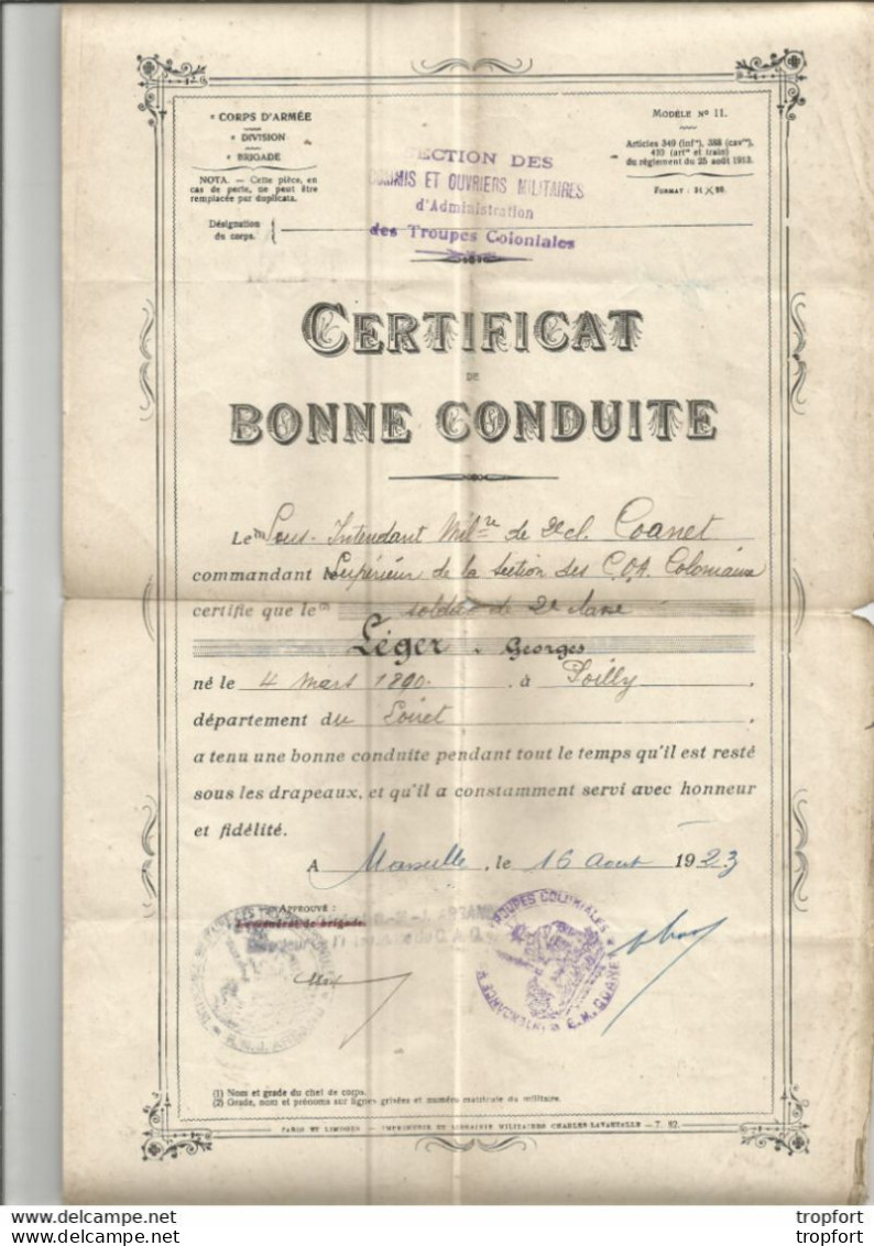 M12 Cpa / LIVRET MILITAIRE LEGER Classe 1910 +  Certificat Bonne Conduite Troupes COLONIALE + Démobilisation + Décès - Sonstige & Ohne Zuordnung