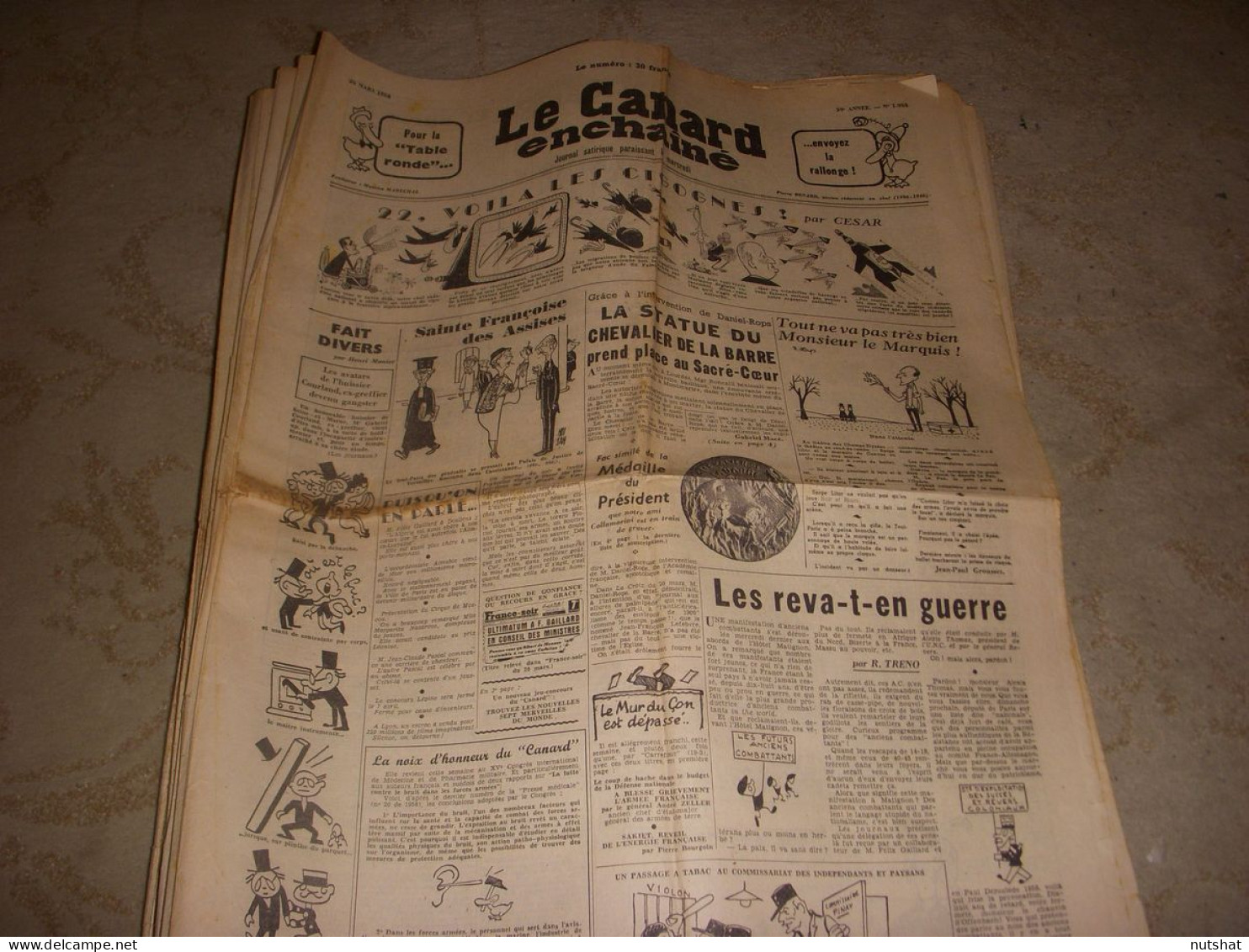 CANARD ENCHAINE 1953 26.03.1958 Georges ULMER Arthur MILLER Raf VALLONE - Politique