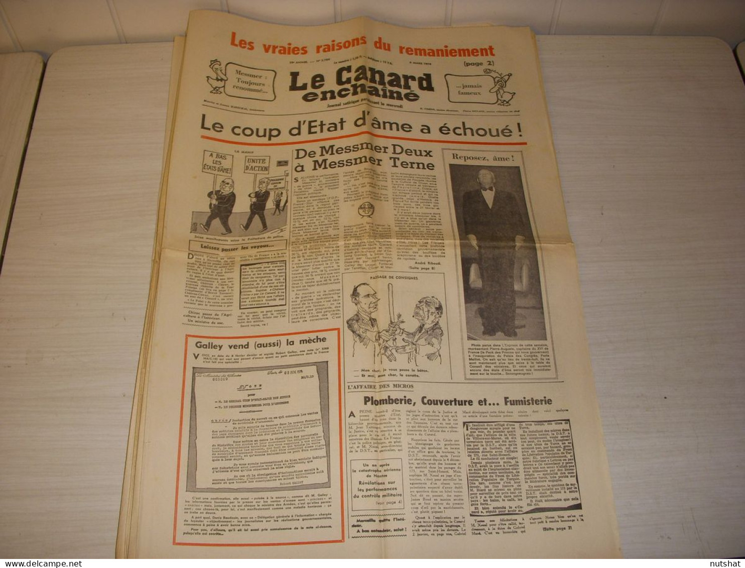 CANARD ENCHAINE 2784 06.03.1974 Le LARZAC Jean YANNE Jean-Michel RIBES L'ODYSSEE - Politics