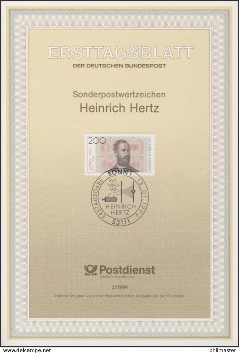ETB 02/1994 - Heinrich Hertz, Physiker - 1991-2000