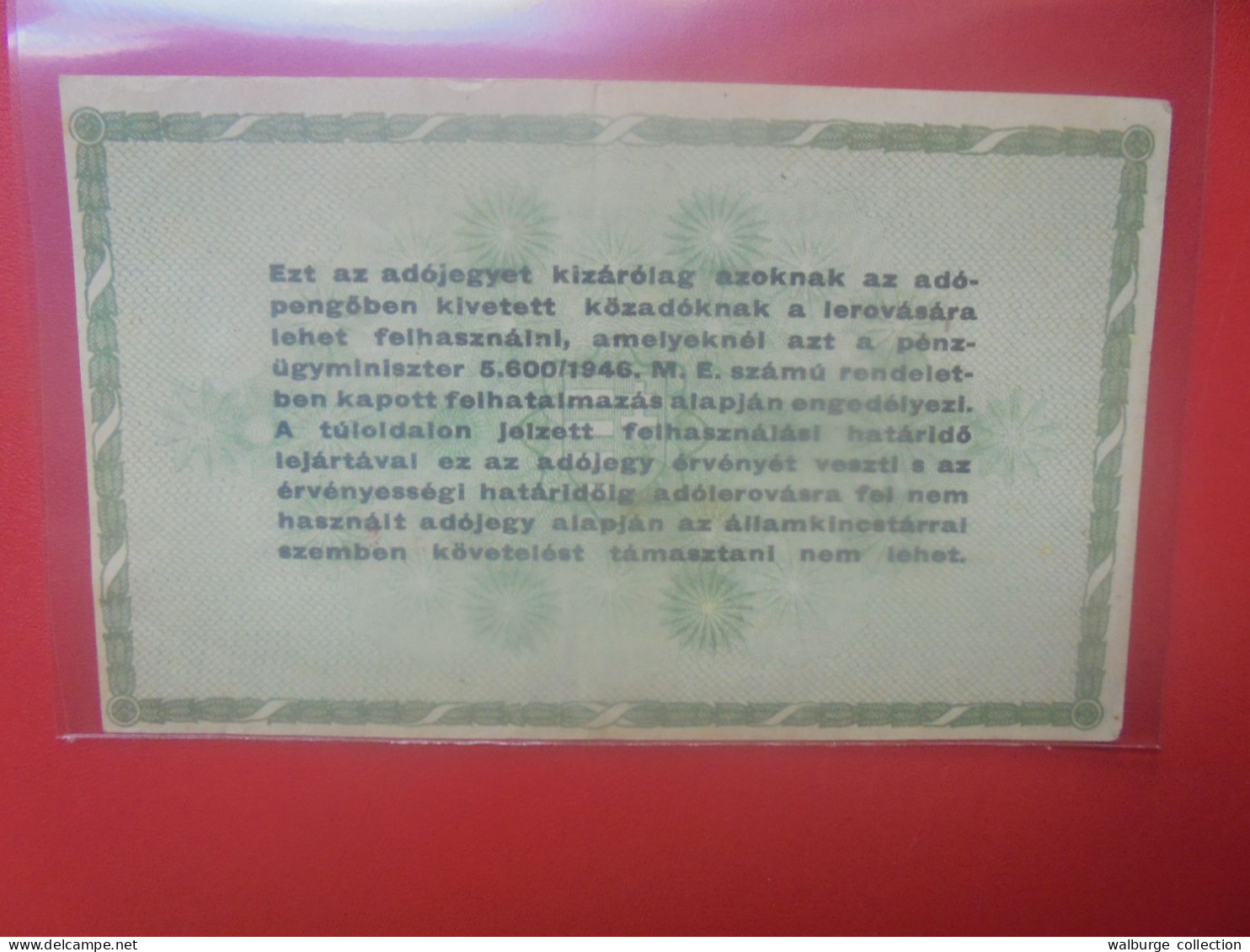 HONGRIE (TAX PENGÖ) 50.000 ADOPENGÖ 1946 Circuler (B.33) - Hungary