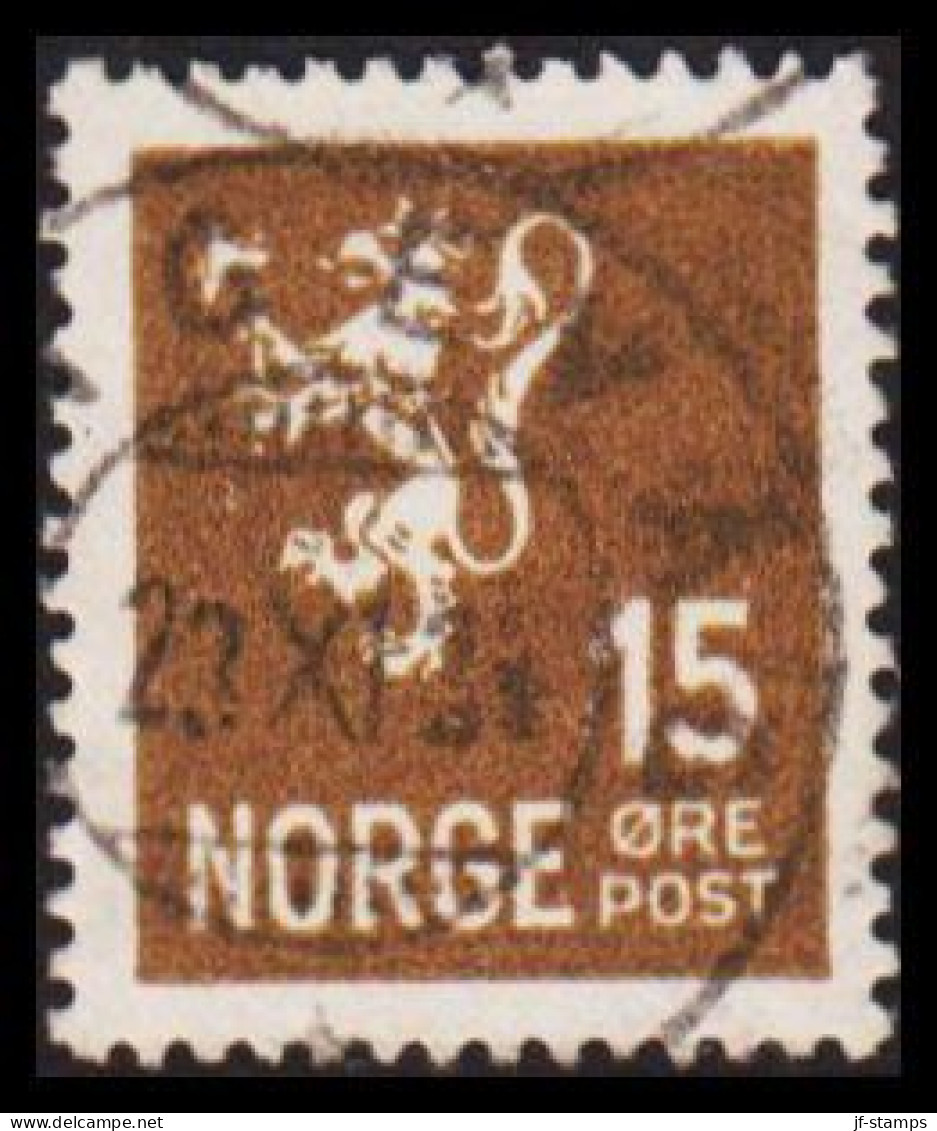 1926. NORGE. New Liontype. 15 ØRE Cancel LANGEVAAG 23 XI 34.  (Michel 122) - JF545155 - Usati