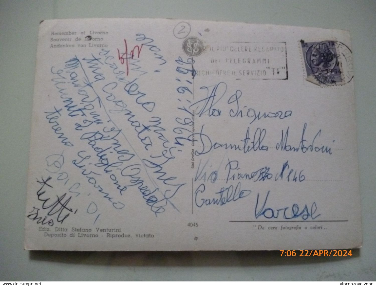 Cartolina Viaggiata "Ricordo Di Livorno" Vedutine 1964 - Carrara
