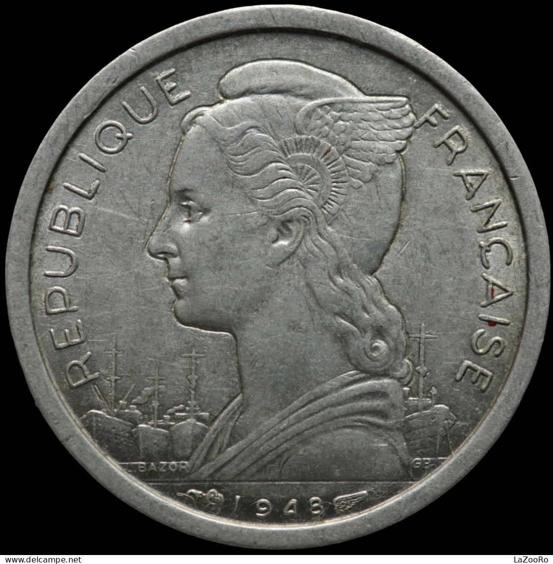 LaZooRo: French Reunion 1 Franc 1948 XF / UNC - Réunion