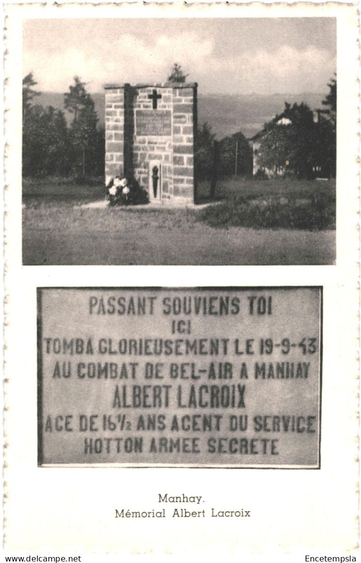 CPA Carte Postale Belgique Manhay Mémorial Albert Lacroix  VM79911 - Manhay