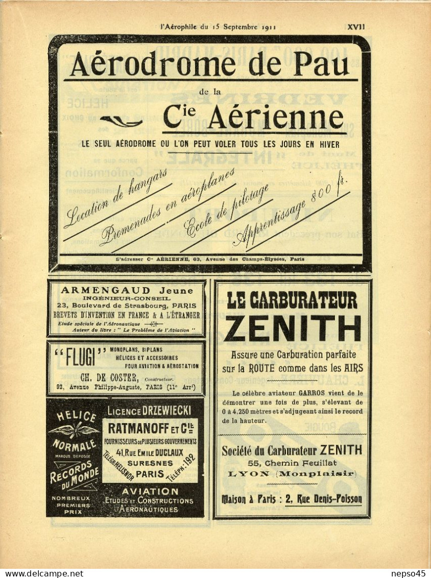 L'aérophile.Revue tecnique & pratique locomotions aériennes.1911.publie le Bulletin Officiel de l'Aéro-Club de France.