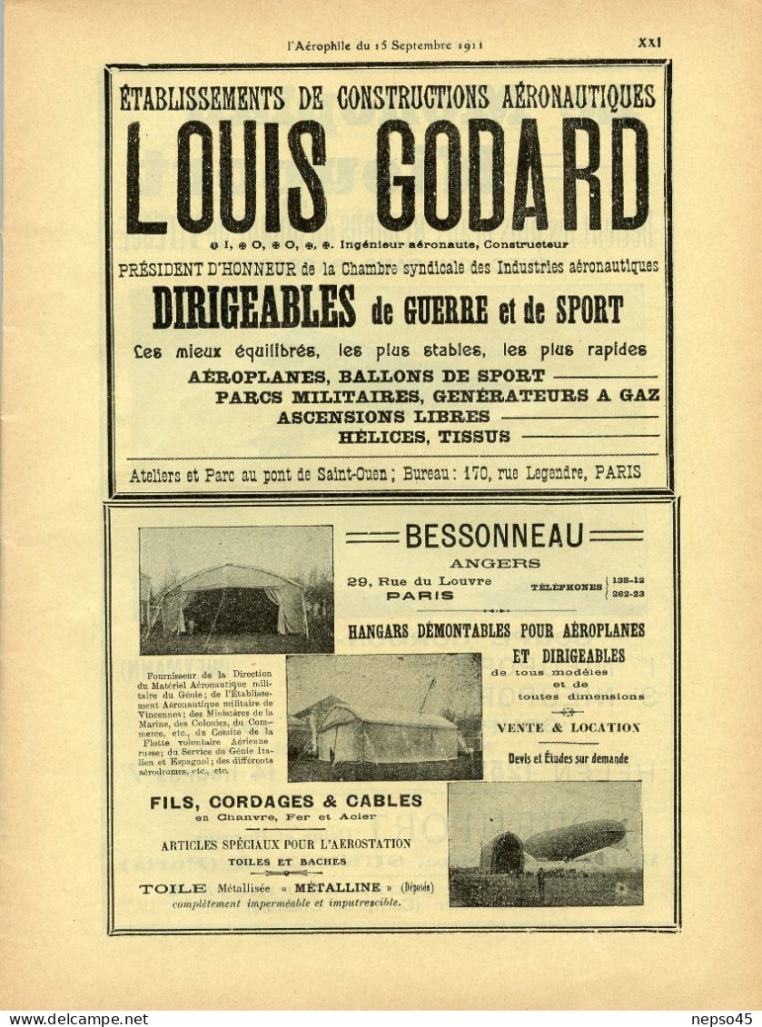 L'aérophile.Revue tecnique & pratique locomotions aériennes.1911.publie le Bulletin Officiel de l'Aéro-Club de France.