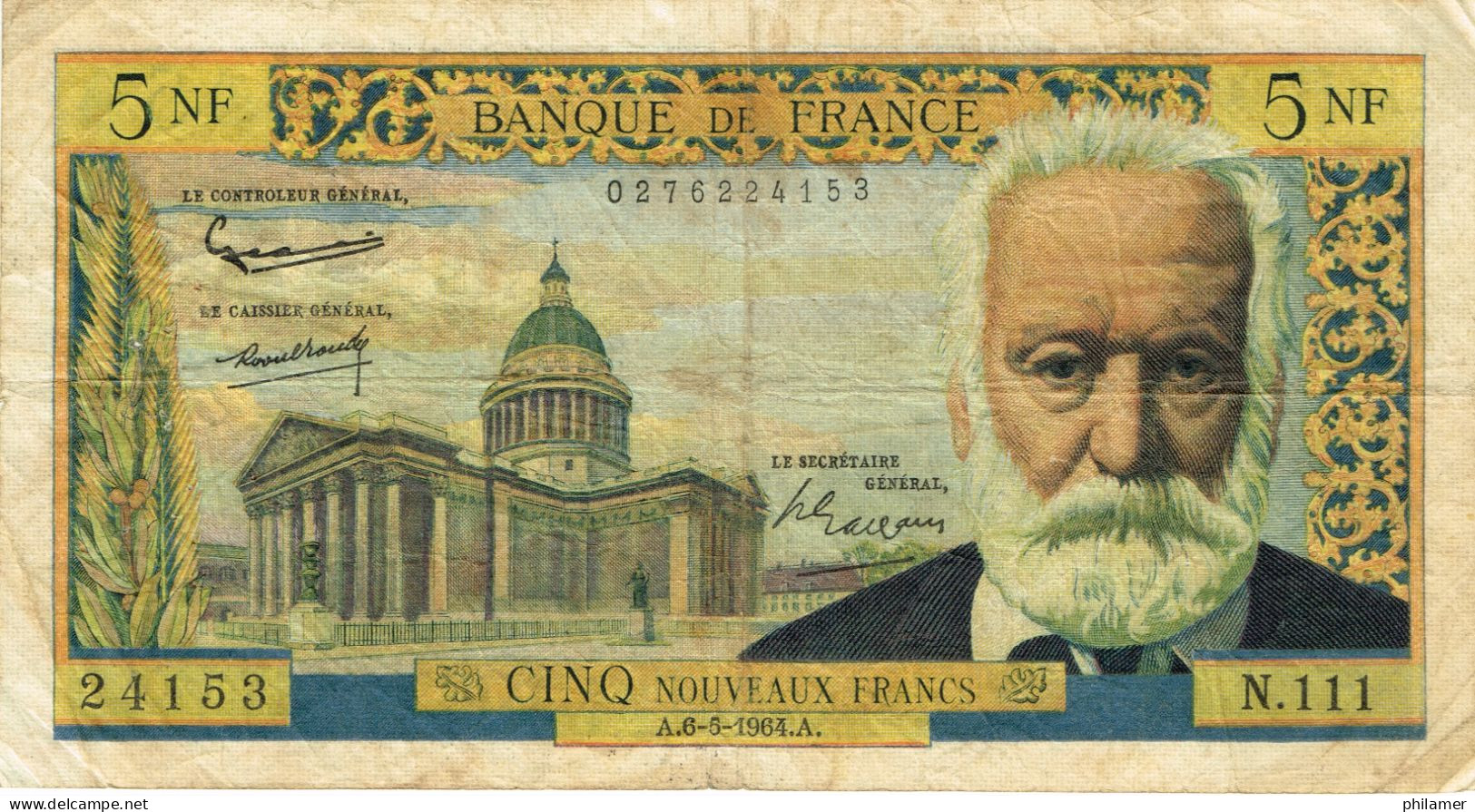 France French Banknote Billet De Banque De France  Monnaie Victor Hugo Nouveau Francs Us Courant - 5 NF 1959-1965 ''Victor Hugo''