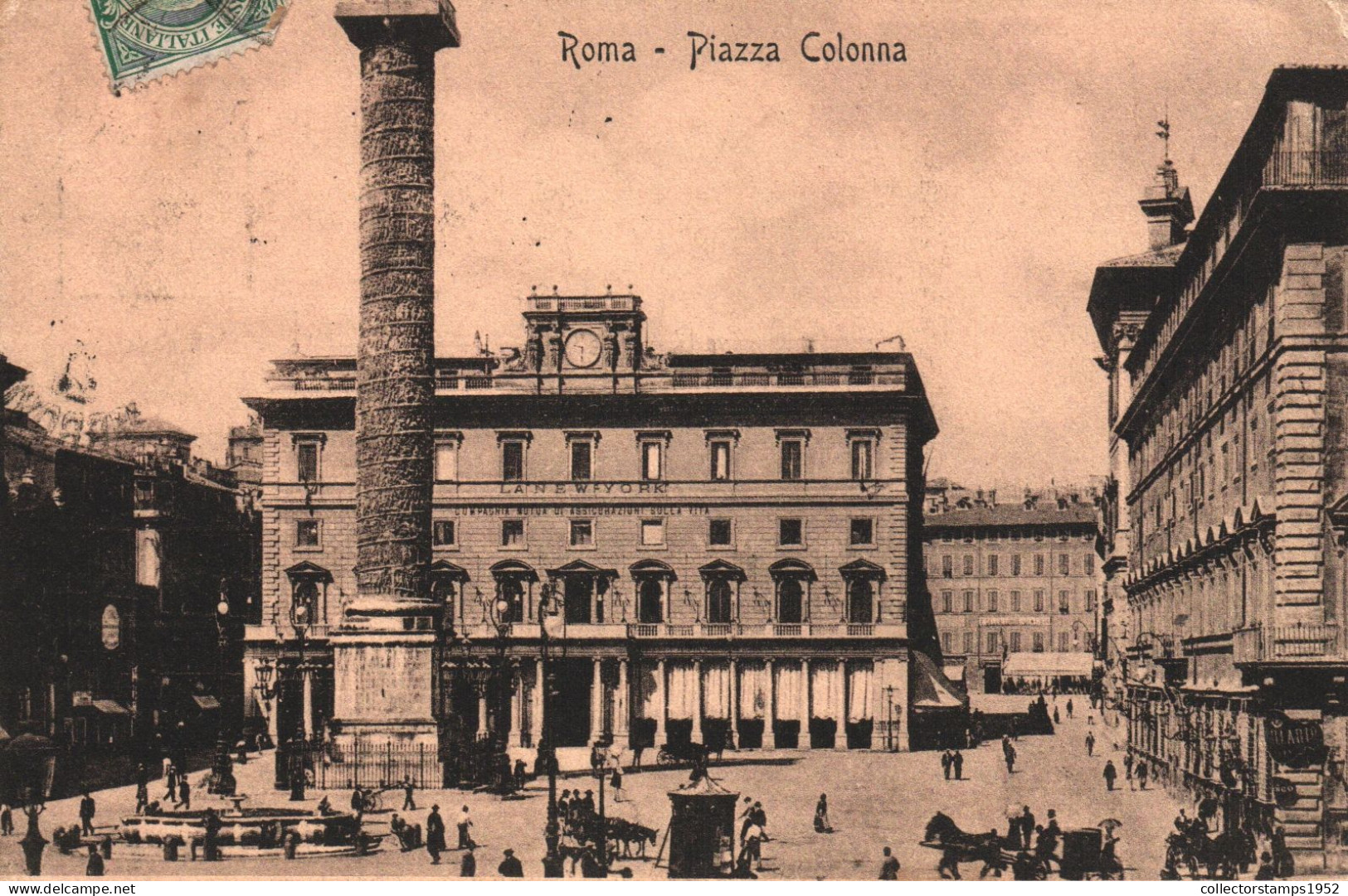 ROME, LAZIO, PLACE, COLUMN, ARCHITECTURE, CARRIAGE, HORSE, ITALY, POSTCARD - Places