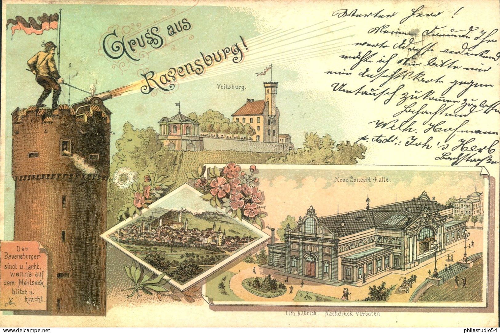 Gruss Aus "RAVENSBURG"  Lithographie, Gelaufen 1897 - Ravensburg