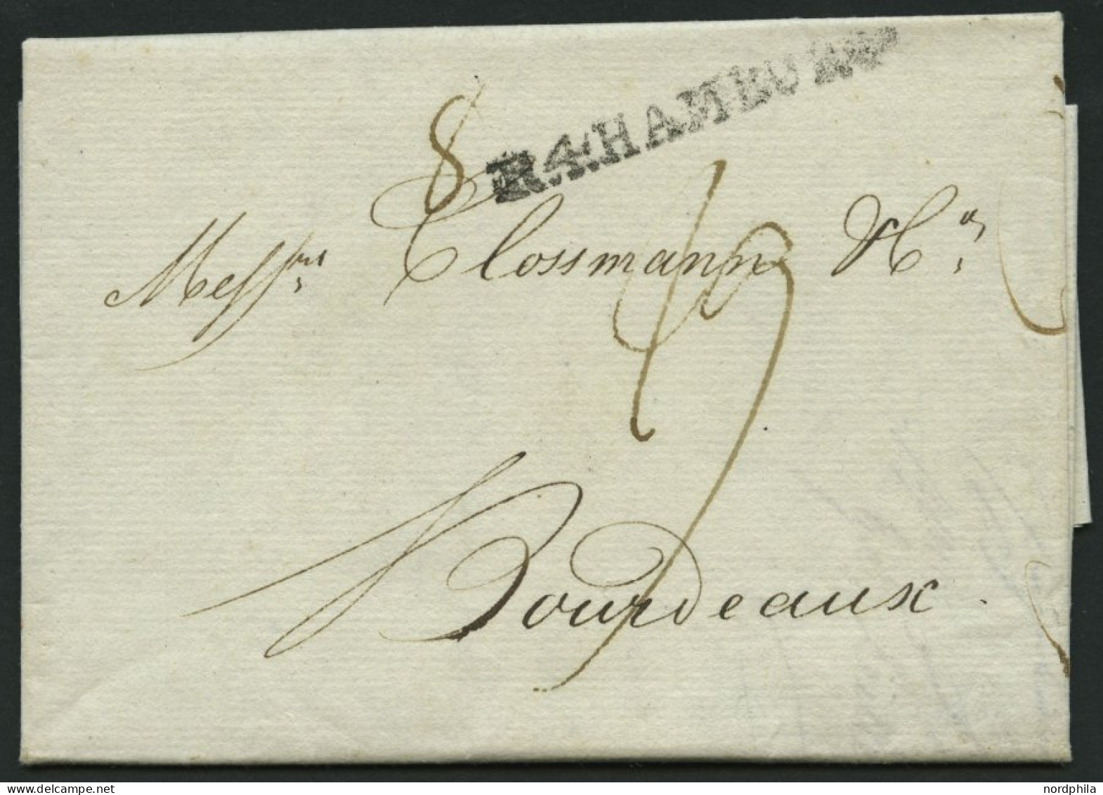 HAMBURG 1806, R.4. HAMBURG, L1 Auf Brief Nach Bordeaux, Pracht - Prephilately