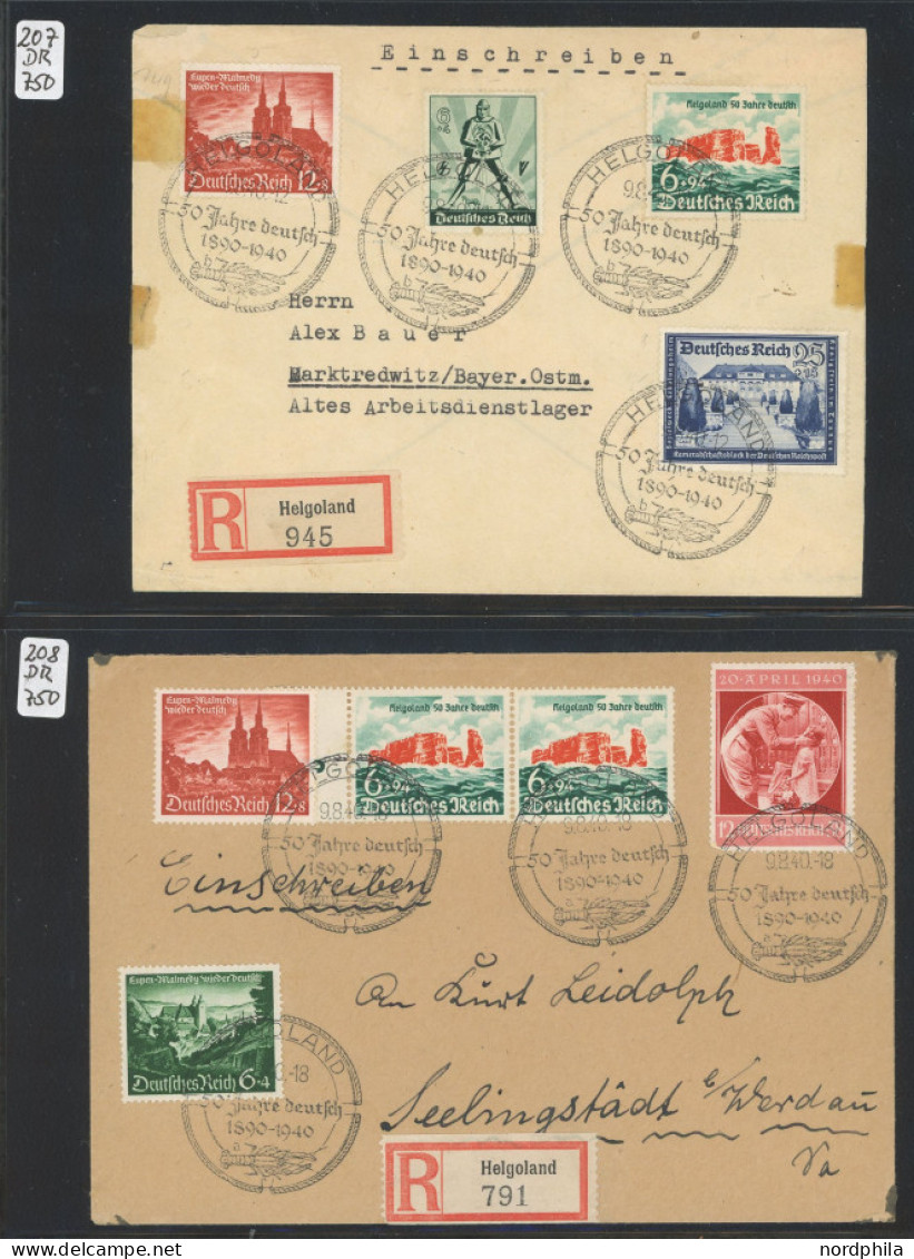 HELGOLAND 1936-1940, Interessante Partie Von 33 Belegen, Meist Frankatur Mit Dt. Reich Mi.Nr. 750, Auch Viele 6 Pf. Bild - Héligoland