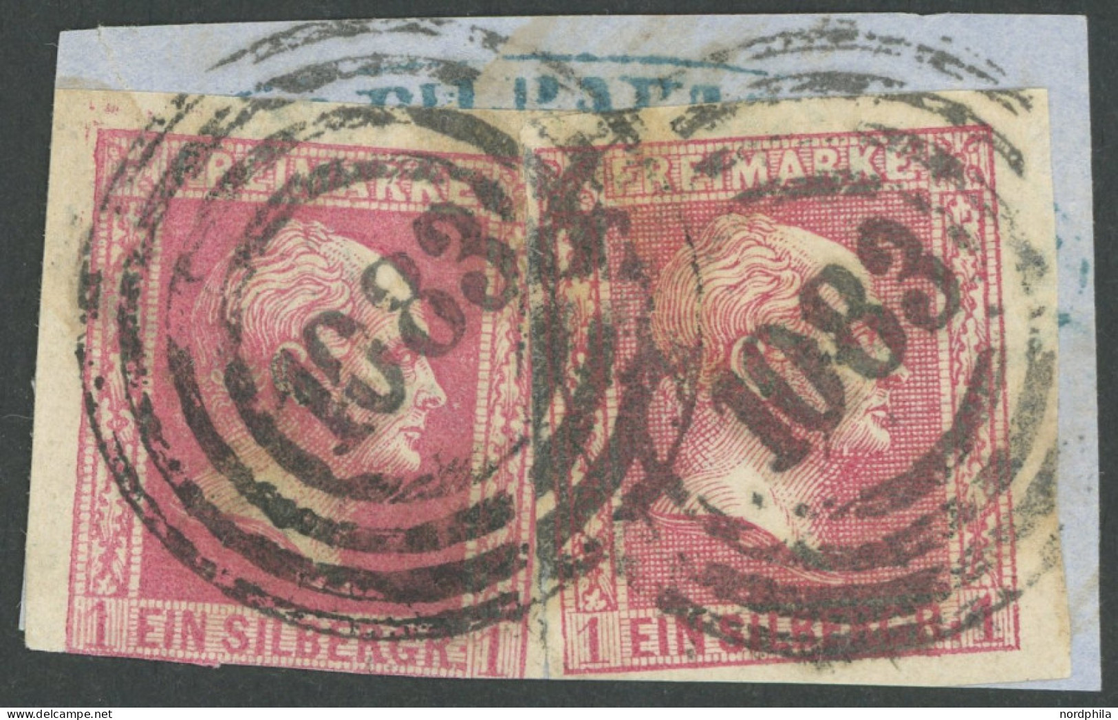 PREUSSEN 6a,10a BrfStk, 1857, 1 Sgr. Rosa, Wertstufengleiche Mischfrankatur Auf Briefstück Mit Nummernstempel 1083 (Oden - Other & Unclassified