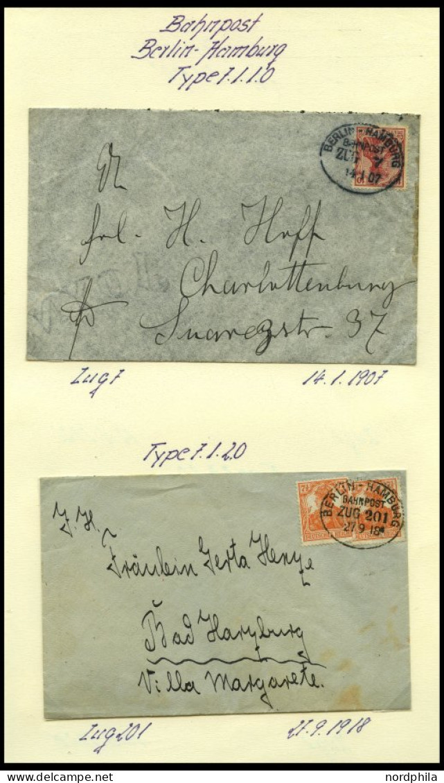 BAHNPOST Berlin-Hamburg (verschiedene Züge Und Typen) 1907-1938, 7 Belege Feinst - Franking Machines (EMA)