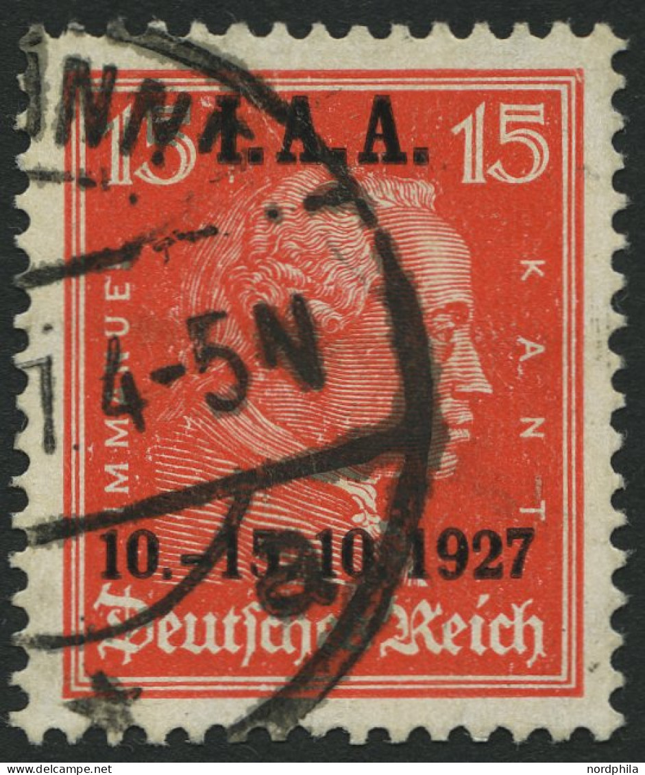 Dt. Reich 408 O, 1927, 15 Pf. I.A.A., Pracht, Mi. 85.- - Gebraucht