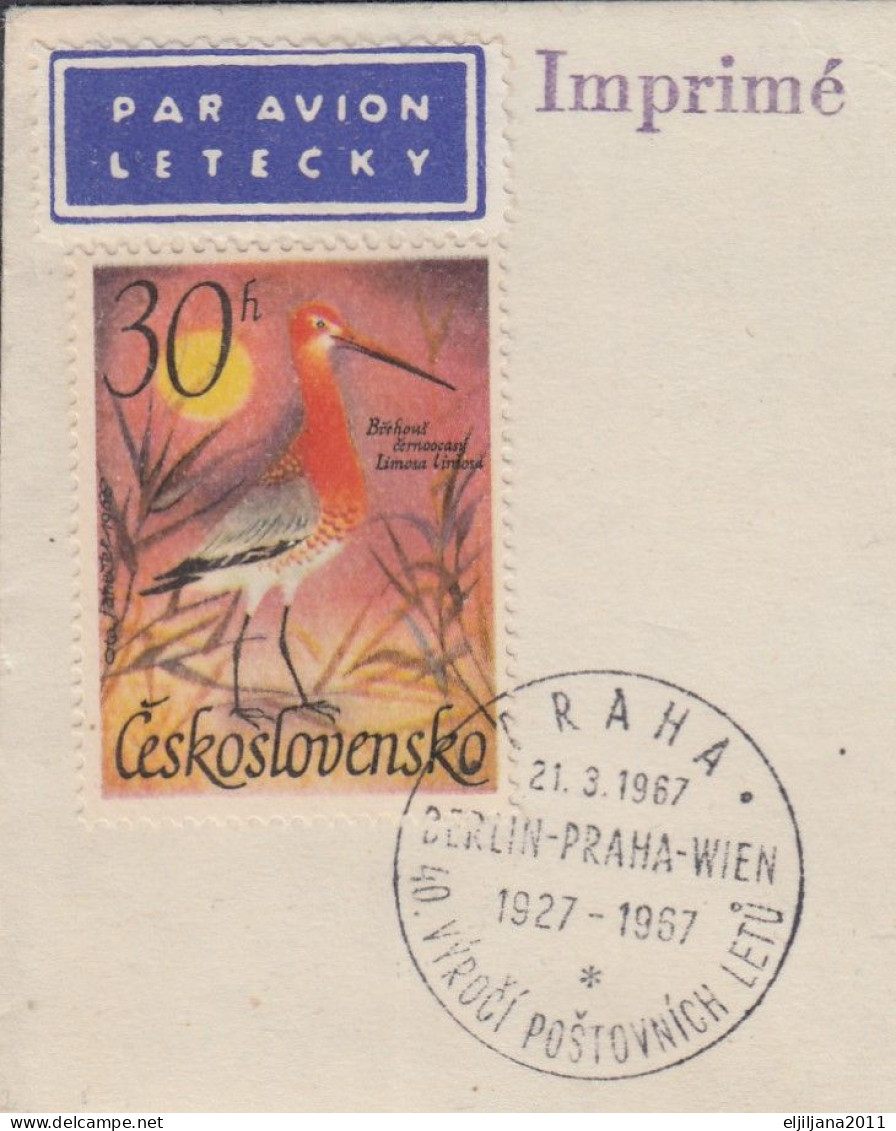 ⁕ Czechoslovakia 1967 ⁕ Air Mail BERLIN - PRAHA - VIDEN Commemorative Cover - Covers & Documents