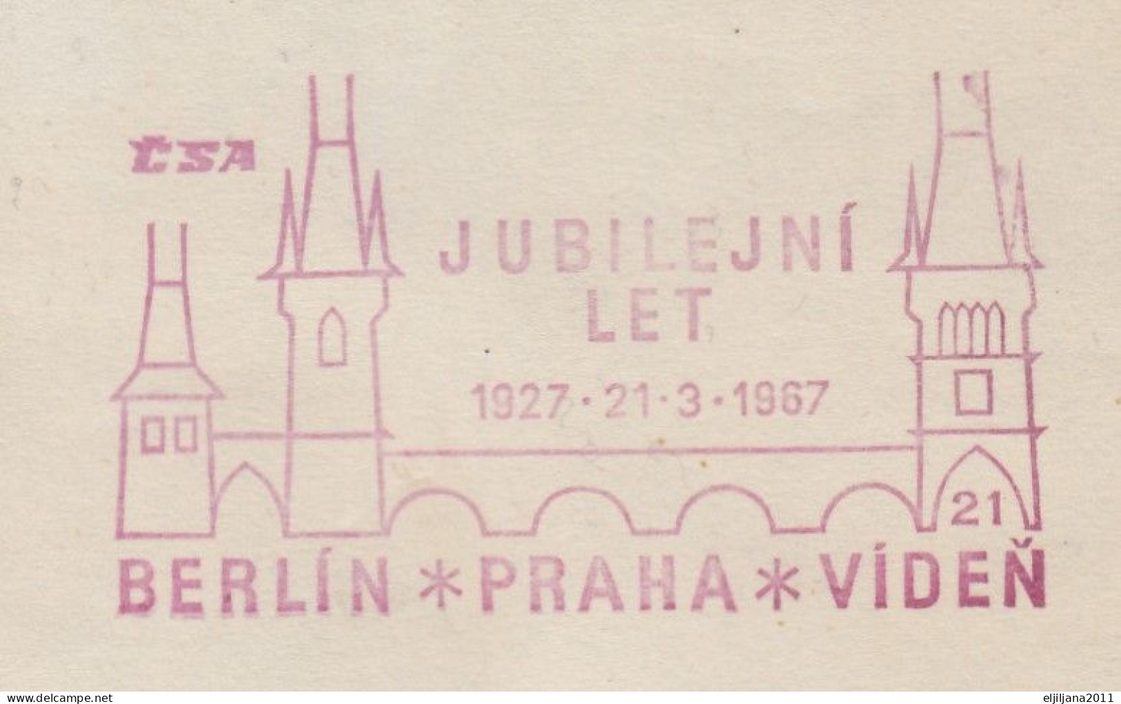 ⁕ Czechoslovakia 1967 ⁕ Air Mail BERLIN - PRAHA - VIDEN Commemorative Cover - Covers & Documents