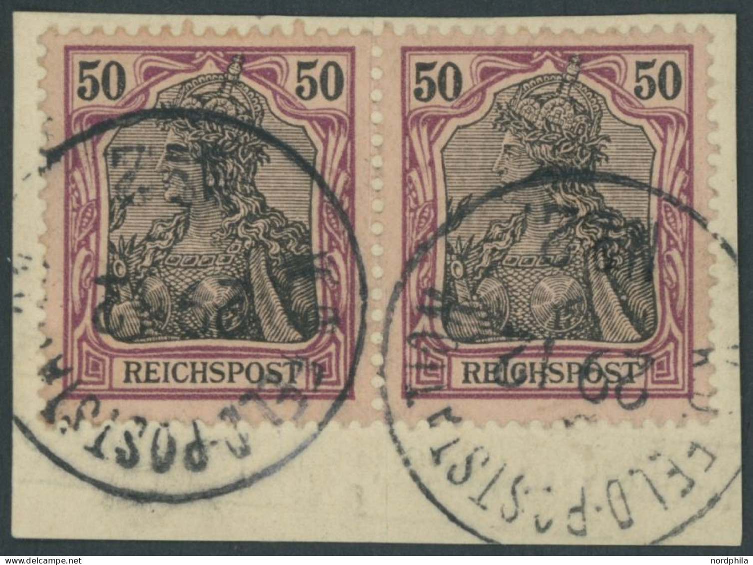 DP CHINA P Vg Paar BrfStk, Petschili: 1900, 50 Pf. Reichspost Im Waagerechten Paar Auf Postabschnitt (rückseitige Telegr - Chine (bureaux)