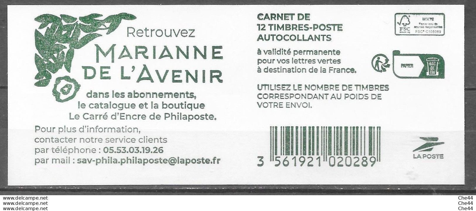 Variété : Carnet Marianne De L'Avenir Du 10.11.23. N° à Venir Chez YT. - Markenheftchen