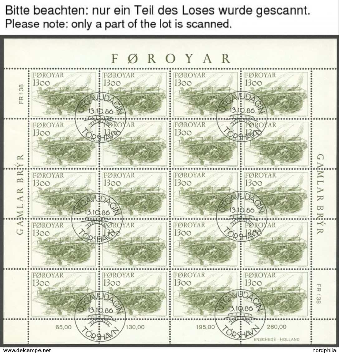 FÄRÖER 130-38,142-44KB O, 1986, 4 Kleinbogensätze, Ersttagsstempel, Pracht, Mi. 490.- - Isole Faroer