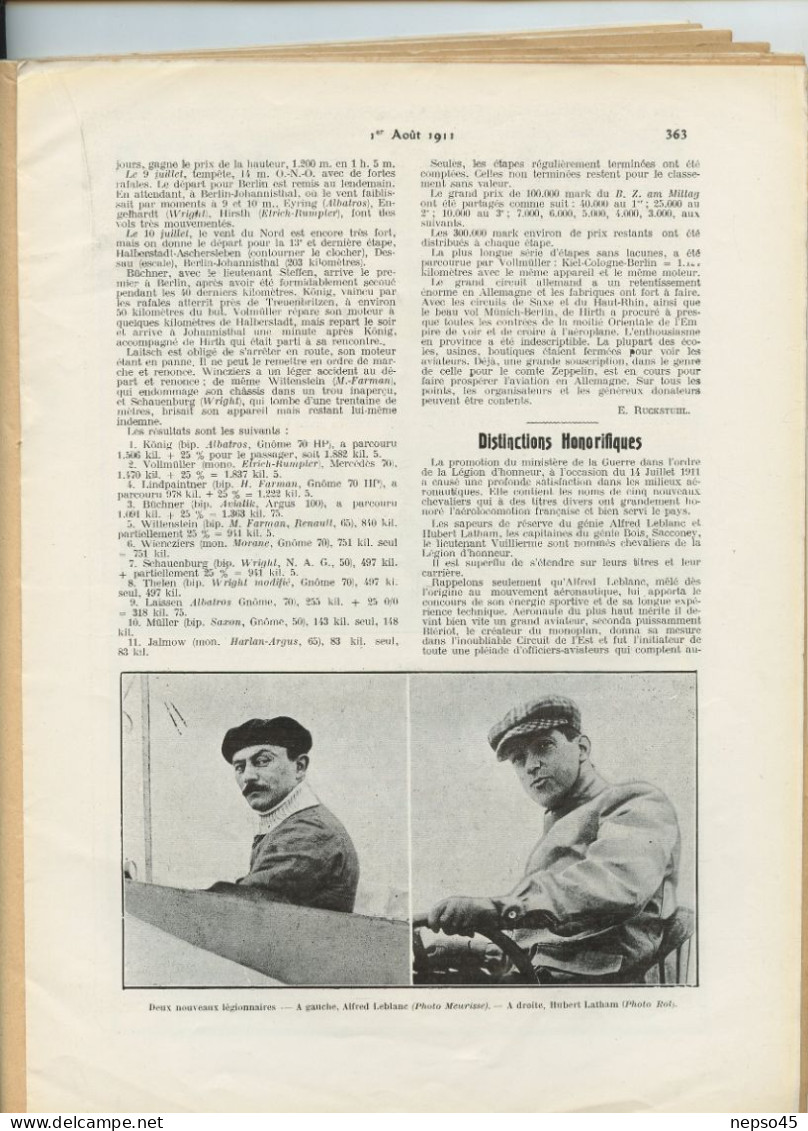 L'aérophile.Revue technique & pratique locomotions aériennes.1911.publie le Bulletin Officiel de l'Aéro-Club de France.