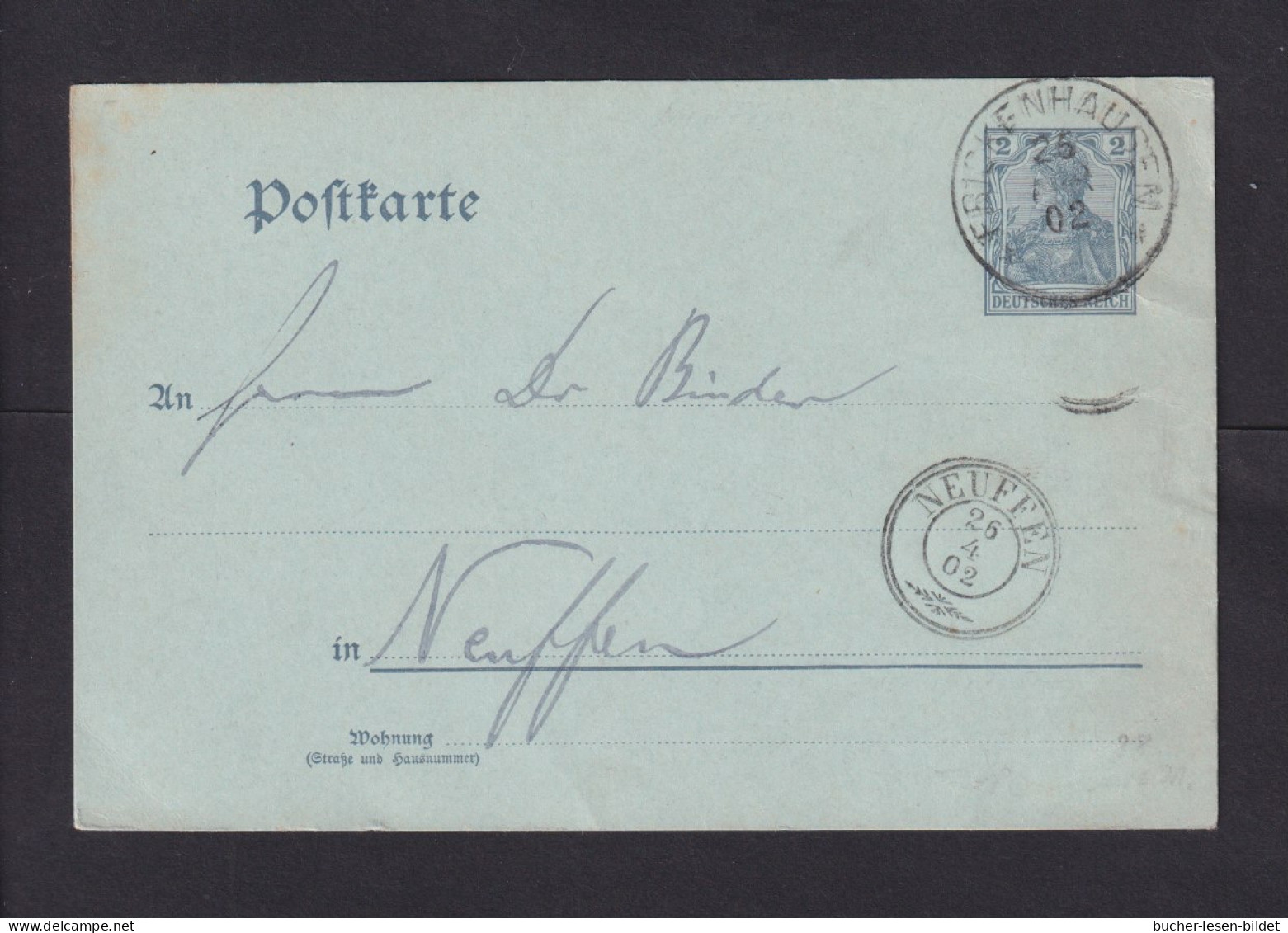 1902 - 3-Ringstempel "NEUFFEN" Auf 2 Pf. Ganzsache Aus Friedrichshafen - Altri & Non Classificati