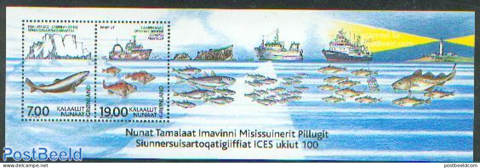 Greenland 2002 100 Years ICES S/s, Mint NH, Nature - Transport - Various - Fish - Ships And Boats - Joint Issues - Lig.. - Unused Stamps