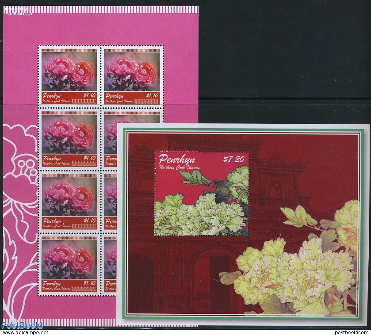 Penrhyn 2011 Peonies 2 S/s, Mint NH, Nature - Flowers & Plants - Penrhyn