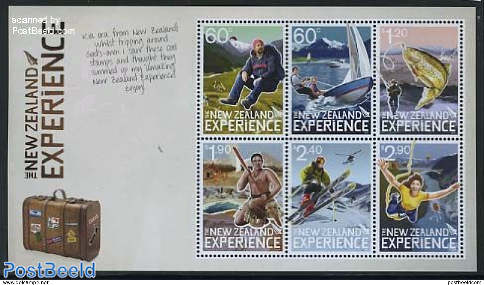 New Zealand 2011 Experience 6v M/s, Mint NH, Nature - Sport - Transport - Various - Fish - Fishing - Fun Sports - Skii.. - Unused Stamps