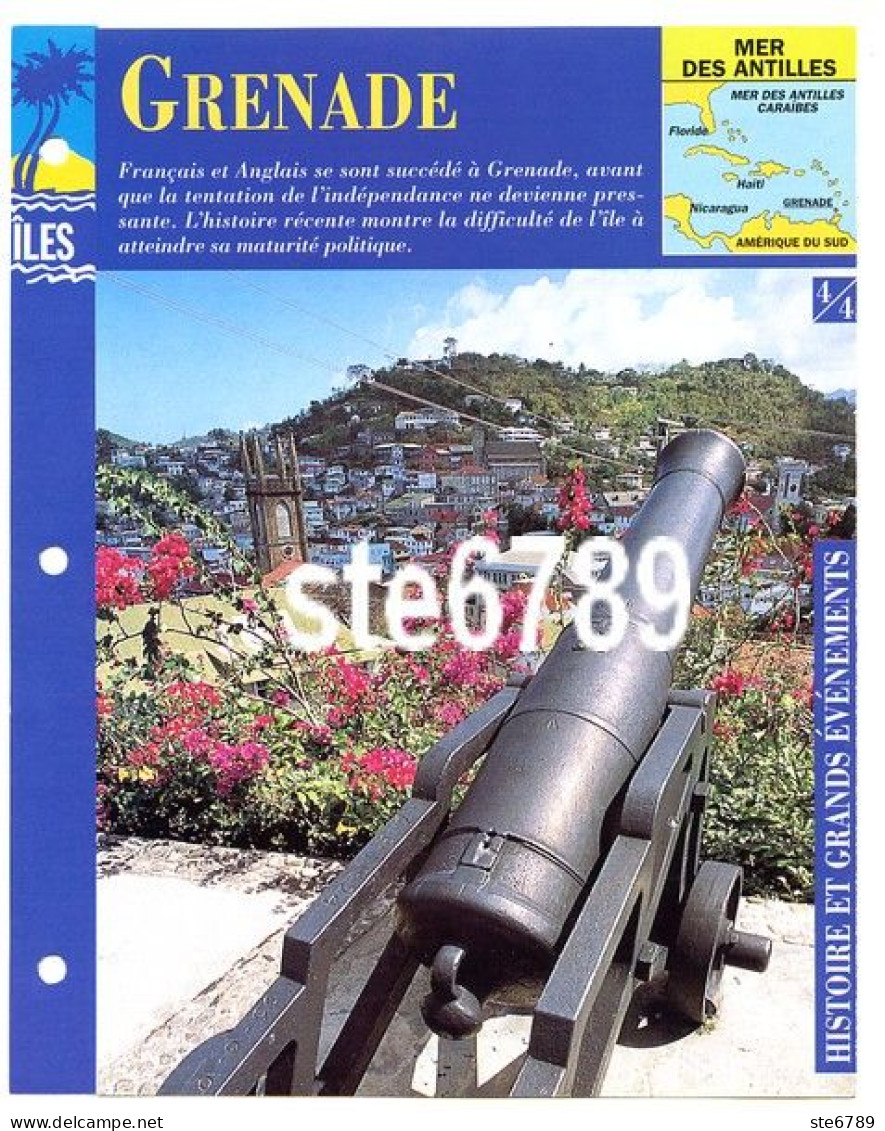 ILE GRENADE 4/4 Série Iles Mer Des Antilles Géographie Histoire Et Grands Evenements Fiche Dépliante - Géographie