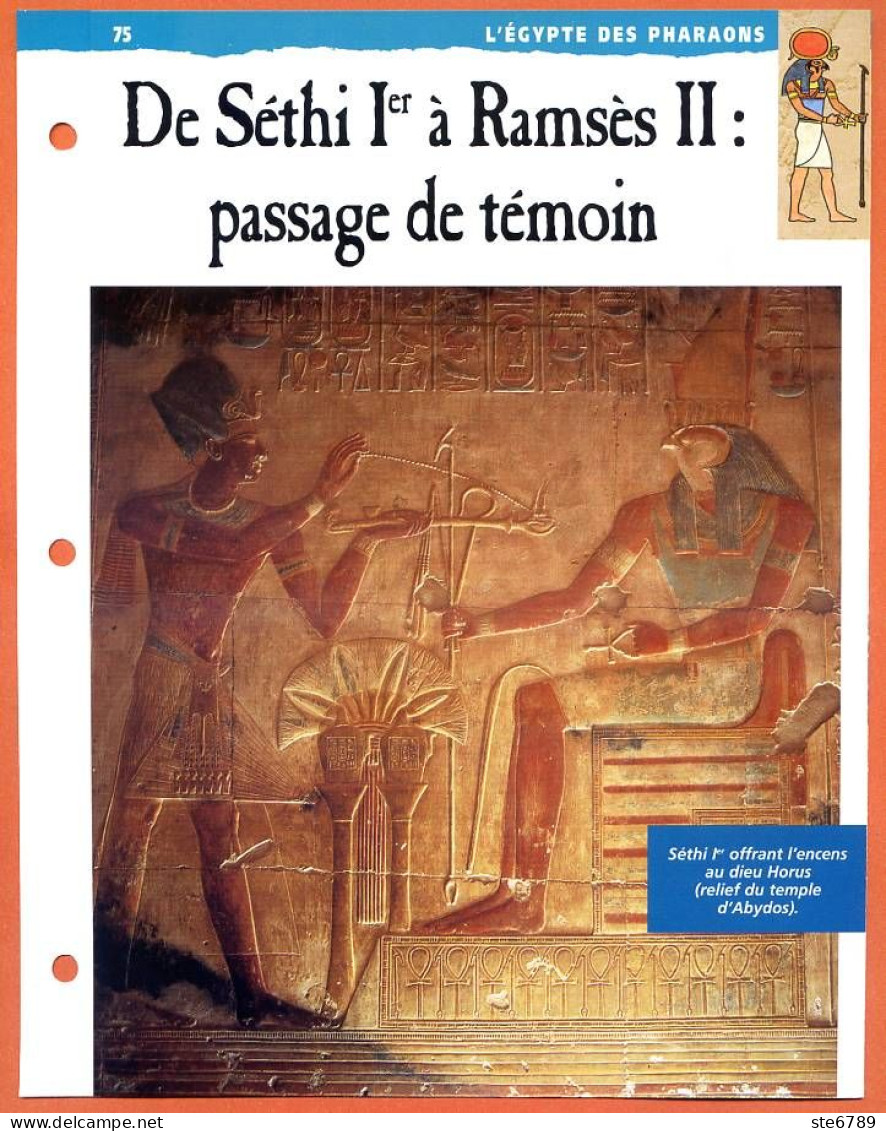 DE SETHI I A RAMSES II  , PASSAGE DE TEMOIN  Histoire Fiche Dépliante Egypte Des Pharaons - Geschichte