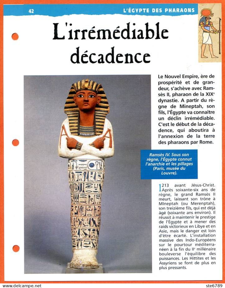 L'IRREMEDIABLE DECADENCE  Histoire Fiche Dépliante Egypte Des Pharaons - Geschichte