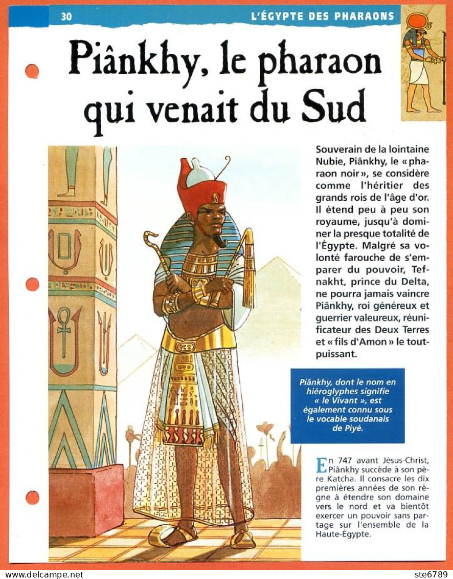 PIANKHY LE PHARAON QUI VENAIT DU SUD  Histoire Fiche Dépliante Egypte Des Pharaons - Storia