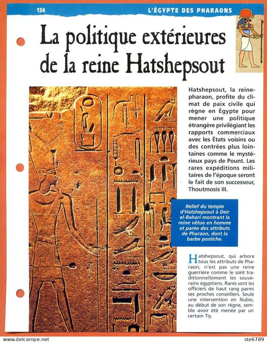 POLITIQUE EXTERIEURE DE LA REINE HATSHEPSOUT   Histoire Fiche Dépliante Egypte Des Pharaons - Geschiedenis