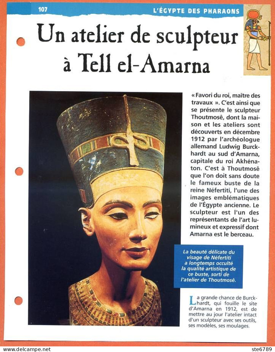 UN ATELIER DE SCULPTEUR A TELL EL AMARNA  Histoire Fiche Dépliante Egypte Des Pharaons - Geschiedenis
