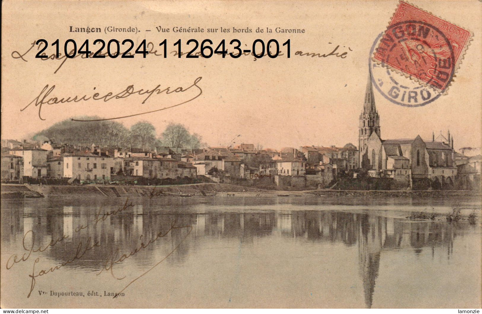 LANGON. Cpa Colorisée - Vue Générale Sur Les Bords De La Garonne. (scans Recto-verso) - Langon