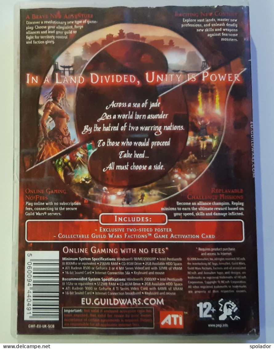 Guild Wars Factions PC CD-ROM Online Software Game-(2006)-2 Discs - PC-Games