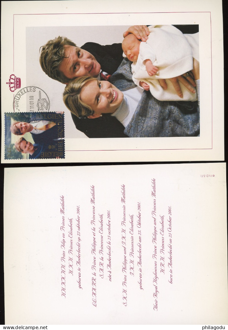 2001  Joli Souvenir Couple Princier Et Bébé Princesse - 2013-... King Philippe