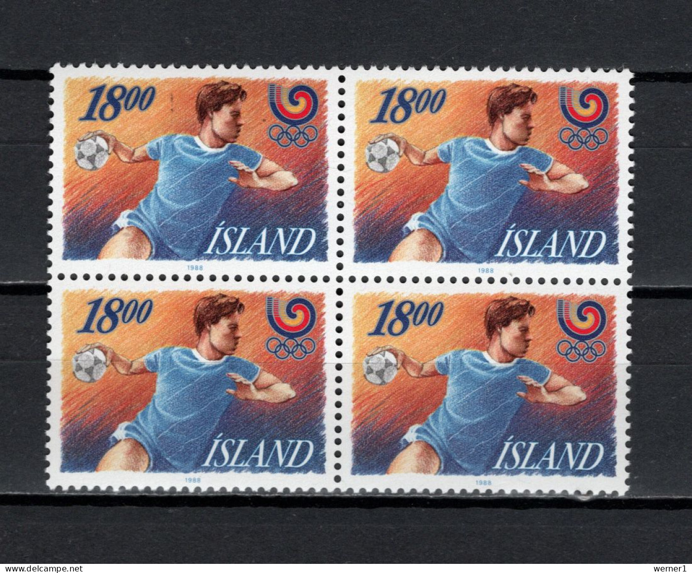 Iceland 1988 Olympic Games Seoul, Handball Block Of 4 MNH - Estate 1988: Seul