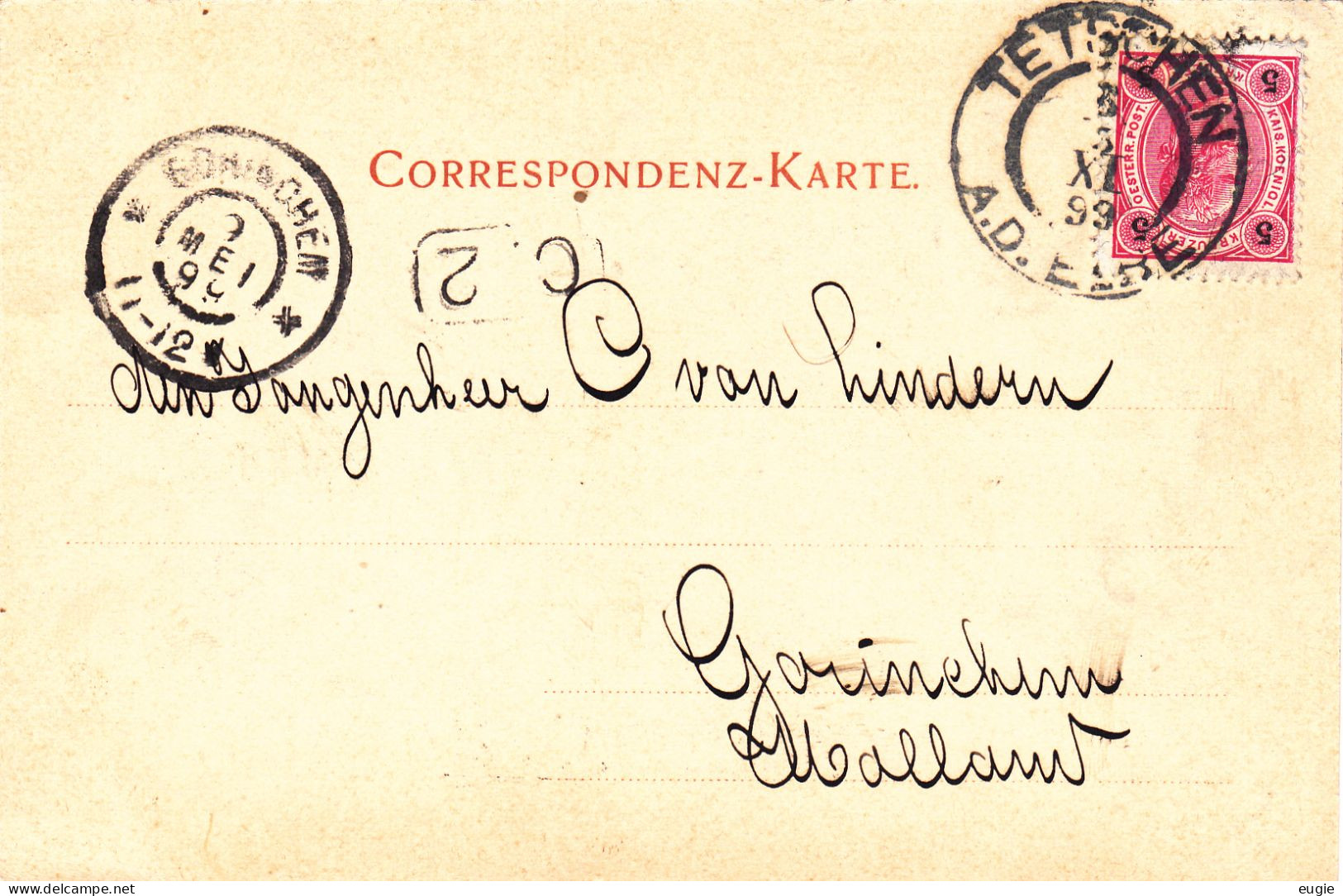 3342/ Gruss Aus Tetschen A. E. Hotel Krone Josef Jenisch Hotelier, 1899 - Sudeten