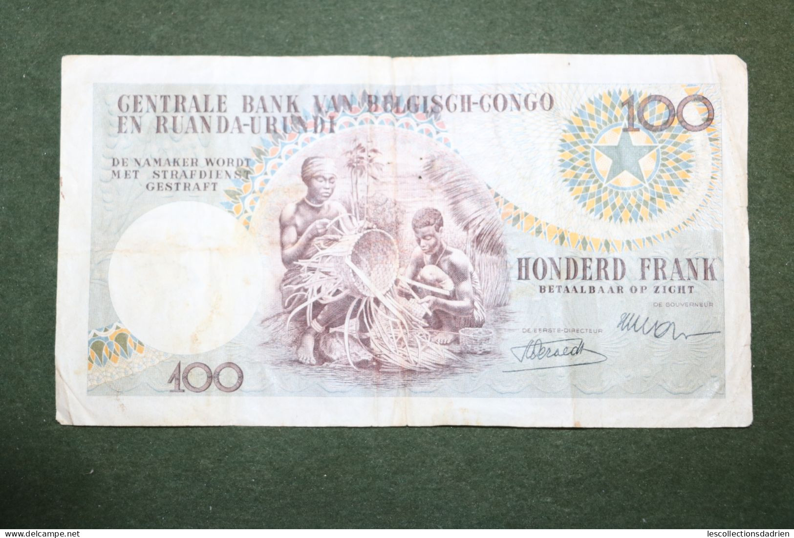 Billet de 100 francs Congo belge - 100 frank belgische Congo - Ruanda Urundi  1955 - banknote