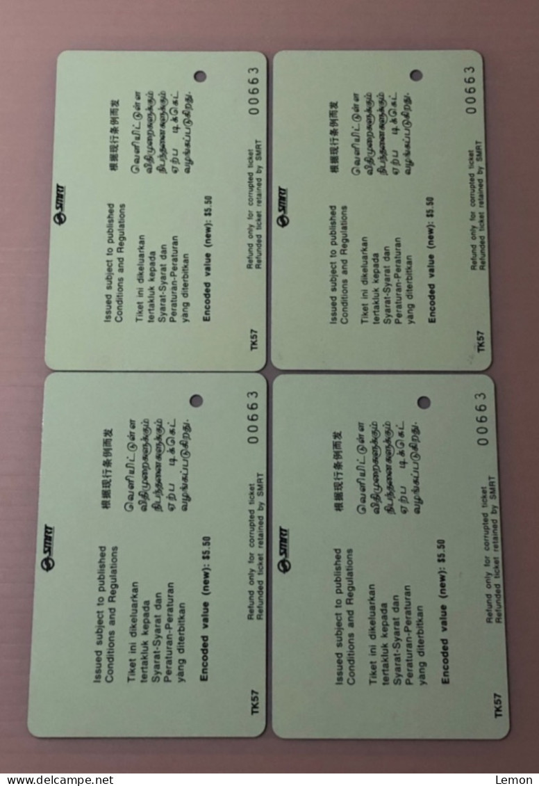 Singapore SMRT TransitLink Metro Train Subway Ticket Card, Leonardo Da Vinci, Set Of 4 Used Cards - Singapore